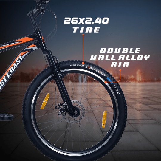 EAST COAST Premium City Pro 7 Speed Cycle/Bicycle | 26T Mountain Bike | Hardtail Cycle with 18.5 Inch Frame, Caliper Brake, Without Carrier, Ideal for 15+ Years (Orange)
