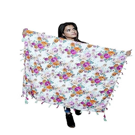 PRACWAL Light Green all over printed scarf For Women Summer/Winter Cotton Scarf 100x100 cms