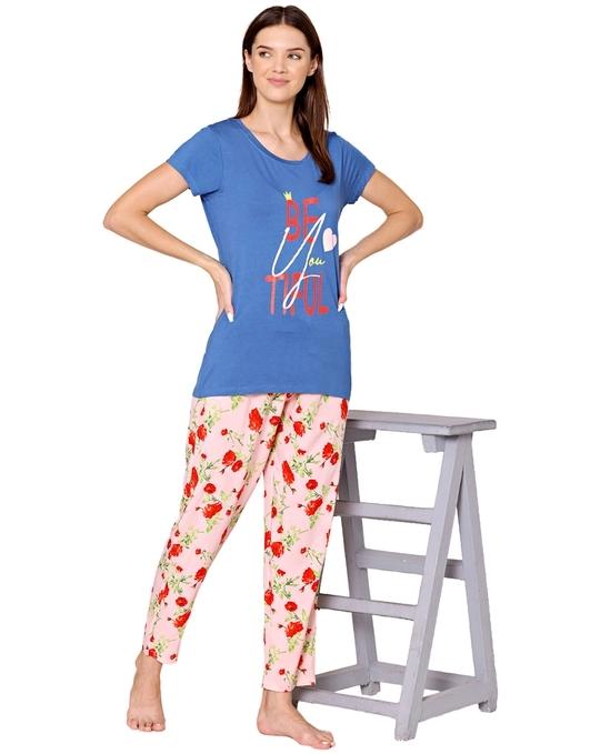 Bodycare Womens Modal Spandex Printed Tshirt & Pyjama Set BSLS14010