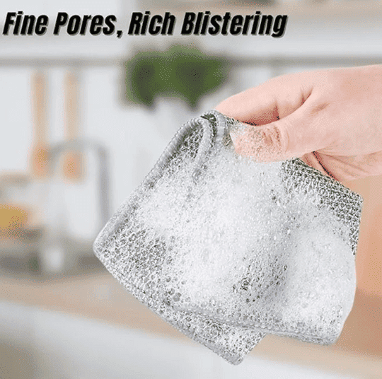 QinPin Non-Scratch Wire Dishcloth - Dual-Layer Stainless Steel Mesh Kitchen Cleaning Cloth & Dish Towels, Reusable Dishwashing Rag (Pack of 3)