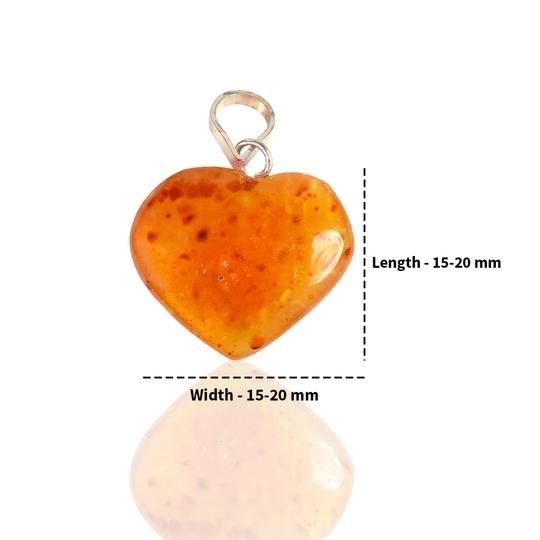 Carnelian Natural Healing Stone Pendant Small Heart Shape Crystal Stone Pendant/Locket with Metal Chain