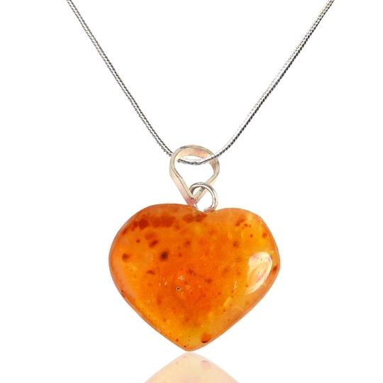 Carnelian Natural Healing Stone Pendant Small Heart Shape Crystal Stone Pendant/Locket with Metal Chain