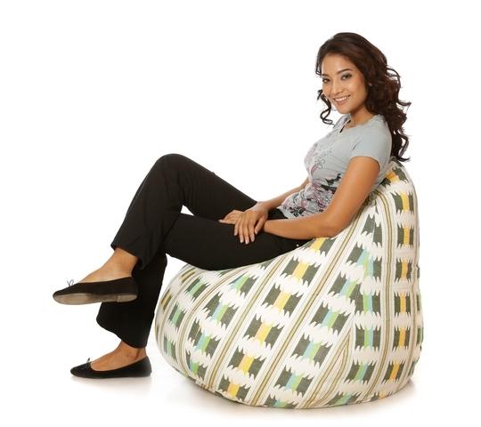 Style Homez Classic Cotton Canvas IKAT Printed Bean Bag XXL Cover Only
