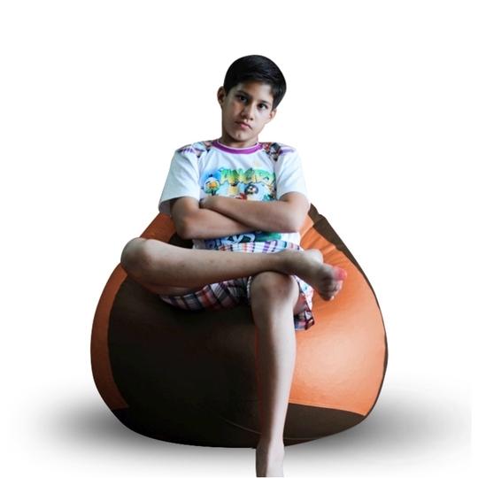 Style Homez Premium Leatherette Classic Bean Bag Size XL Brown Tan Color, Cover Only