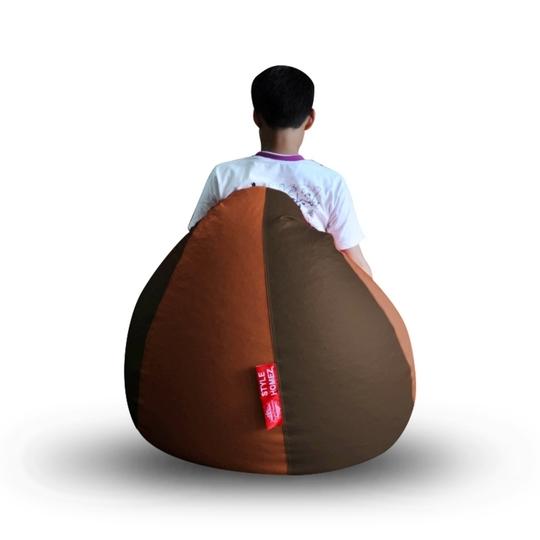 Style Homez Premium Leatherette Classic Bean Bag Size XL Brown Tan Color, Cover Only