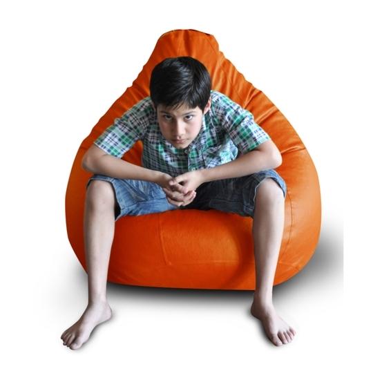 Style Homez Premium Leatherette Classic Bean Bag XXL Size Orange Color, Cover Only
