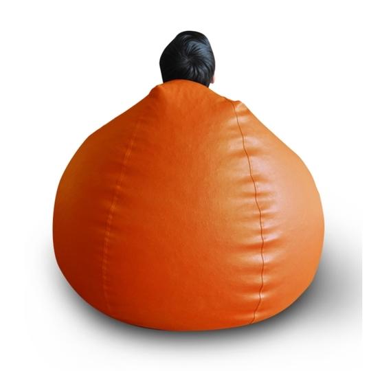 Style Homez Premium Leatherette Classic Bean Bag XXL Size Orange Color, Cover Only