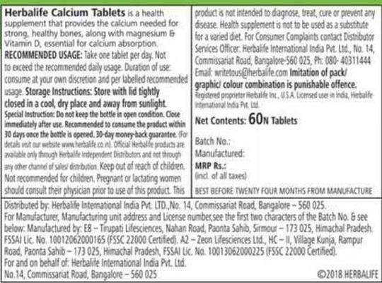 Herbalife Nutrition Calcium Tablet (60 Tablets)