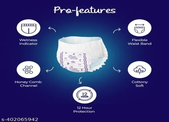 Honey Bunny Pants Diapers Medium Size M - 72 pcs with Super Soft Dry Plus (7-12 kgs)