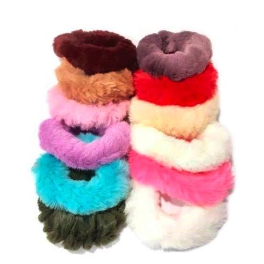 Myra Collection Hair Scrunchies Pompom Ball Elastic Hair Band set of 12