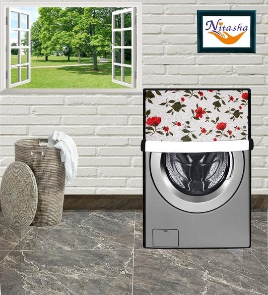 Nitasha outdoor and indoor washing machine cover for  Haier 6.5 kg HW65-B10636NZP Front Load (Print No:- NIT28/Waterproof-dustproof)