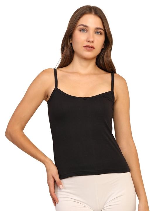 TIZEE Slips Camisole for Women - Soft, Breathable, and Lightweight Cotton Fabric for Stylish, Comfort | Lilly Spaghetti | Perfect for Everyday Wear, Layering, or Sleepwear-L_Black