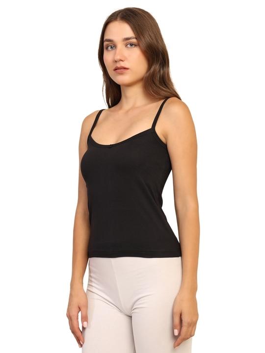 TIZEE Slips Camisole for Women - Soft, Breathable, and Lightweight Cotton Fabric for Stylish, Comfort | Lilly Spaghetti | Perfect for Everyday Wear, Layering, or Sleepwear-L_Black