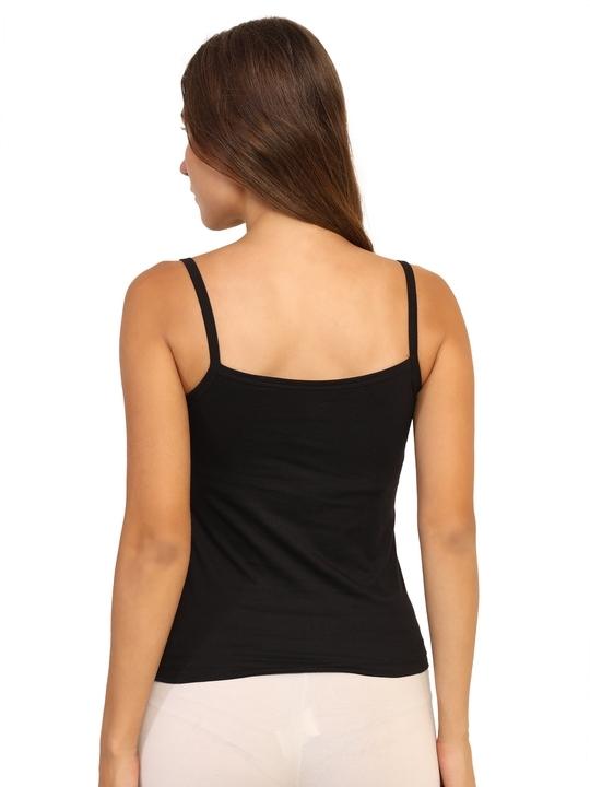 TIZEE Slips Camisole for Women - Soft, Breathable, and Lightweight Cotton Fabric for Stylish, Comfort | Lilly Spaghetti | Perfect for Everyday Wear, Layering, or Sleepwear-L_Black