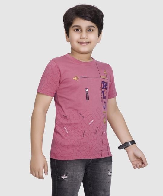 Little Funky Pure Cotton Round neck Hlaf sleeve Graphic Printed Bio wash Tshirt for Boys