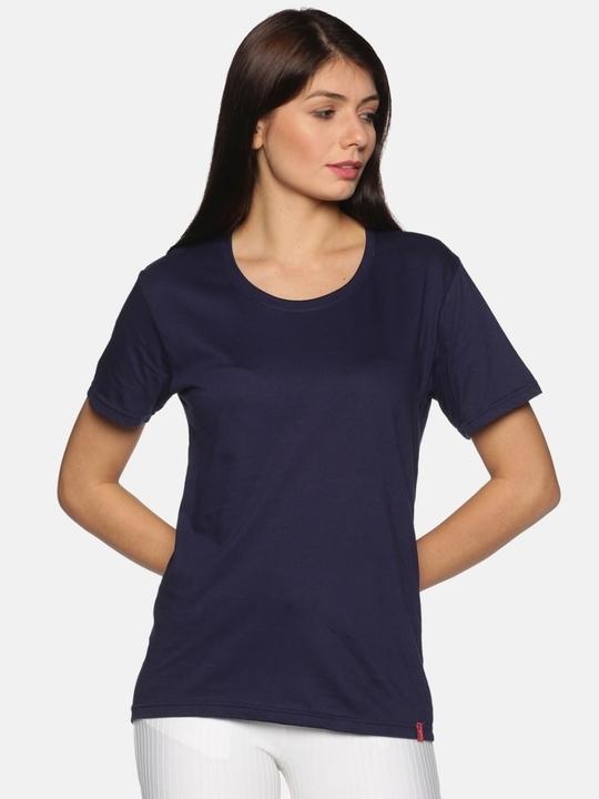 NOTYET, by us Women Navy Cotton Round Neck T-shirts | Navy | Pack of 1 | L