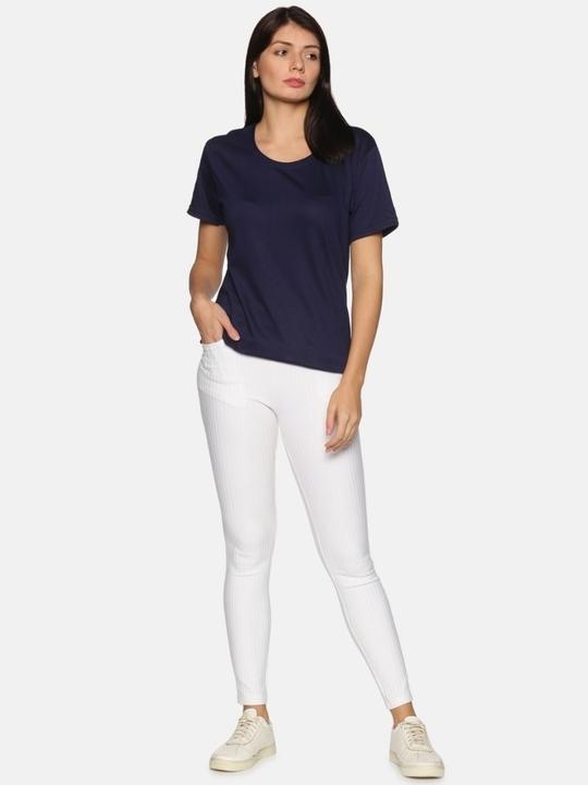 NOTYET, by us Women Navy Cotton Round Neck T-shirts | Navy | Pack of 1 | L