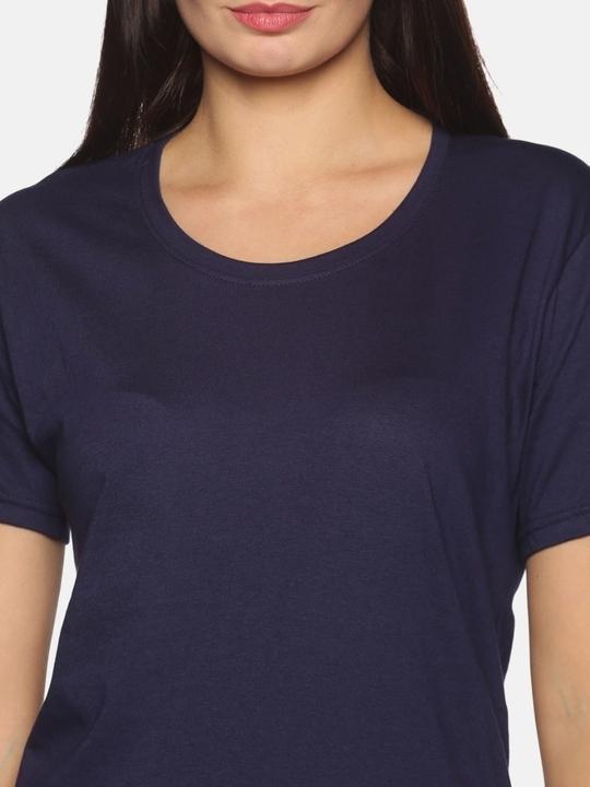 NOTYET, by us Women Navy Cotton Round Neck T-shirts | Navy | Pack of 1 | L