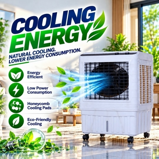 BayBreeze Icechill with Glass Top Air Cooler, 85 L Water Tank, 18-Inch Fan, Honeycomb Cooling Pads, 300 Sq Ft Cooling Area