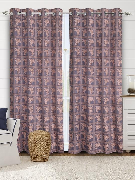 Saral Home Blue Cotton Blackout Set of 2 Door Curtains (4X7 Feet)