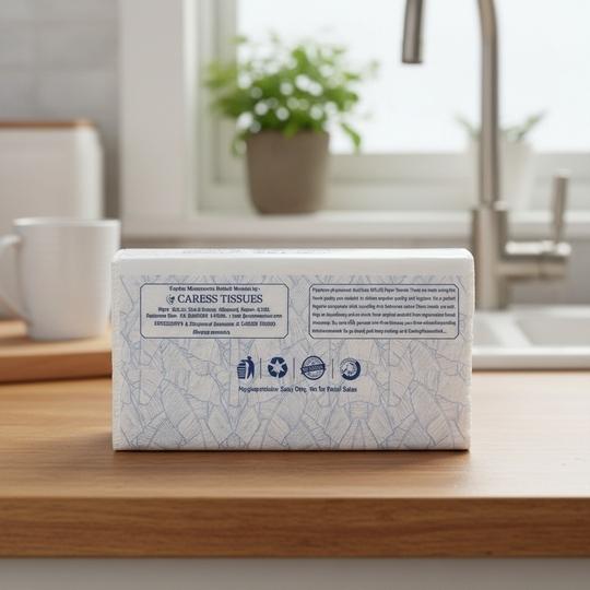 Paperberry Premium MultiFold Hand Towels - M-Fold Paper Towels for Washrooms & Kitchens, 2-Ply High Absorbency, Soft & Hygienic White Tissues Pack of 6