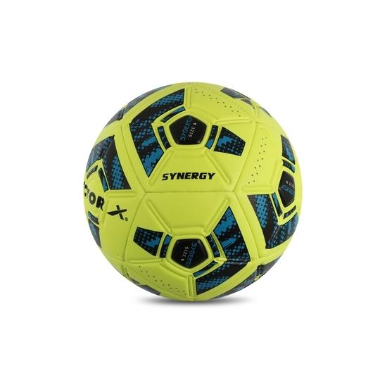 VECTOR X Synergy Soccer Ball Termo Fusion PU Embossed Football For Training and Match (Blue-Green) Size-5