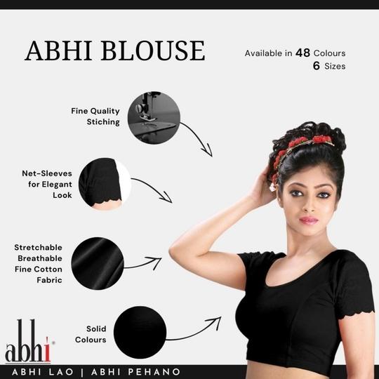 Abhi Women's  Readymade Stretchable Designer Net Half Sleeves Abhi Dark Blue Blouse_1620
