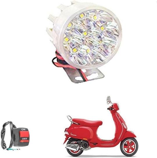 Crokrok 9Ledsmall-single-Round-1Btn-205 Headlight Motorbike LED for Piaggio (9 V, 9 W) (Vespa, Pack of 1)