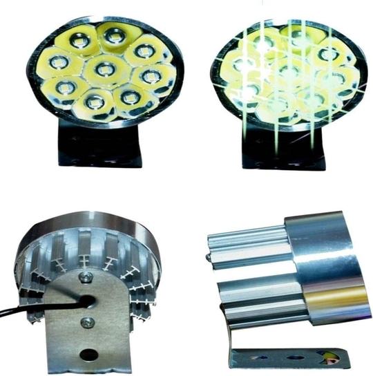 Crokrok 9Ledsmall-single-Round-1Btn-205 Headlight Motorbike LED for Piaggio (9 V, 9 W) (Vespa, Pack of 1)