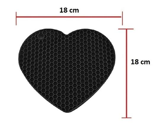 Ramkuwar Set 4 Silicone Trivet Cute Heart Mat Hot Pot Holder Non-Slip Table and Countertop Trivet for Hot Dishes, Cup (Black)