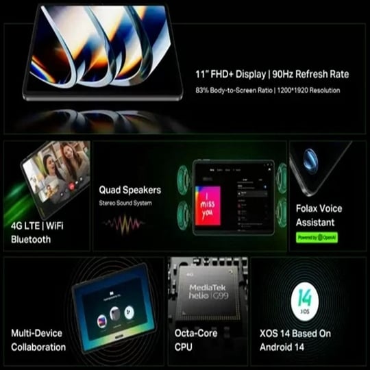 Infinix XPAD LTE 8 GB RAM 256 GB ROM 11.0 inch with 4G Tablet (Steller Grey)