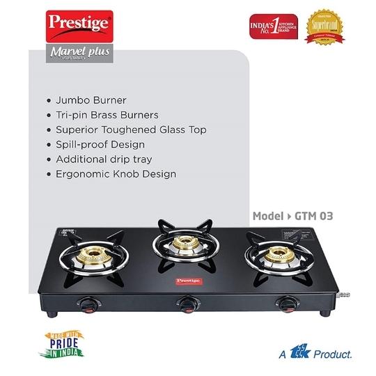 Prestige Marvel Plus Toughened Glass Top Gas Stove (3 Burners) - GTM 03L