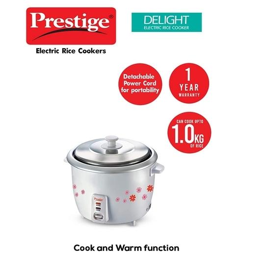 Prestige PRWO 1.8-2 Electric Rice Cooker 1.8L with Close Fit Lid (White, Red)