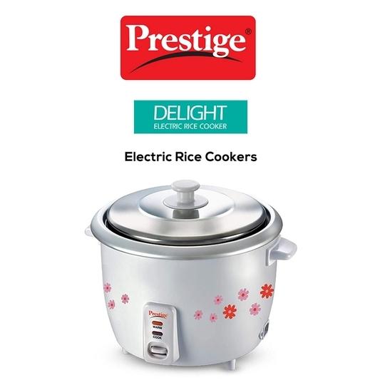 Prestige PRWO 1.8-2 Electric Rice Cooker 1.8L with Close Fit Lid (White, Red)