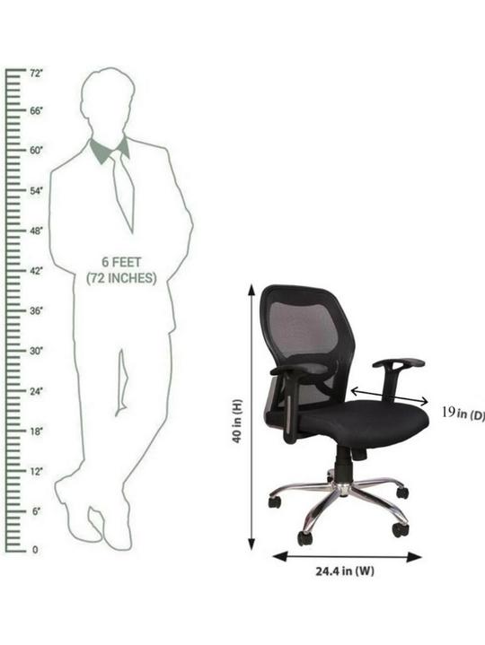 DIVANO MODULAR .PVT.LTD Modern India Matrix Medium Mesh Black office chair withLumber support - DIY